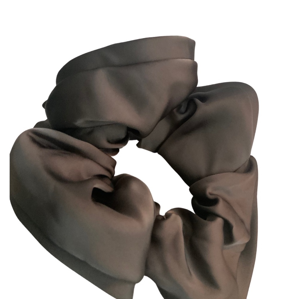 Gray Satin Hair Scrunchie Accessory